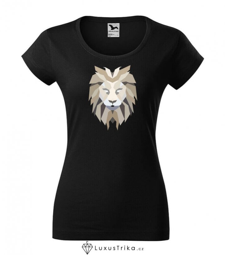 Dámské tričko Abstract Lion černé - Velikost: M