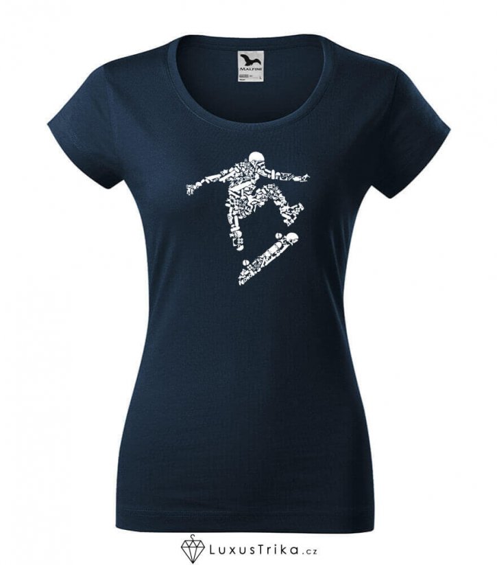 Dámské tričko Skate-man námořní modrá - Velikost: M