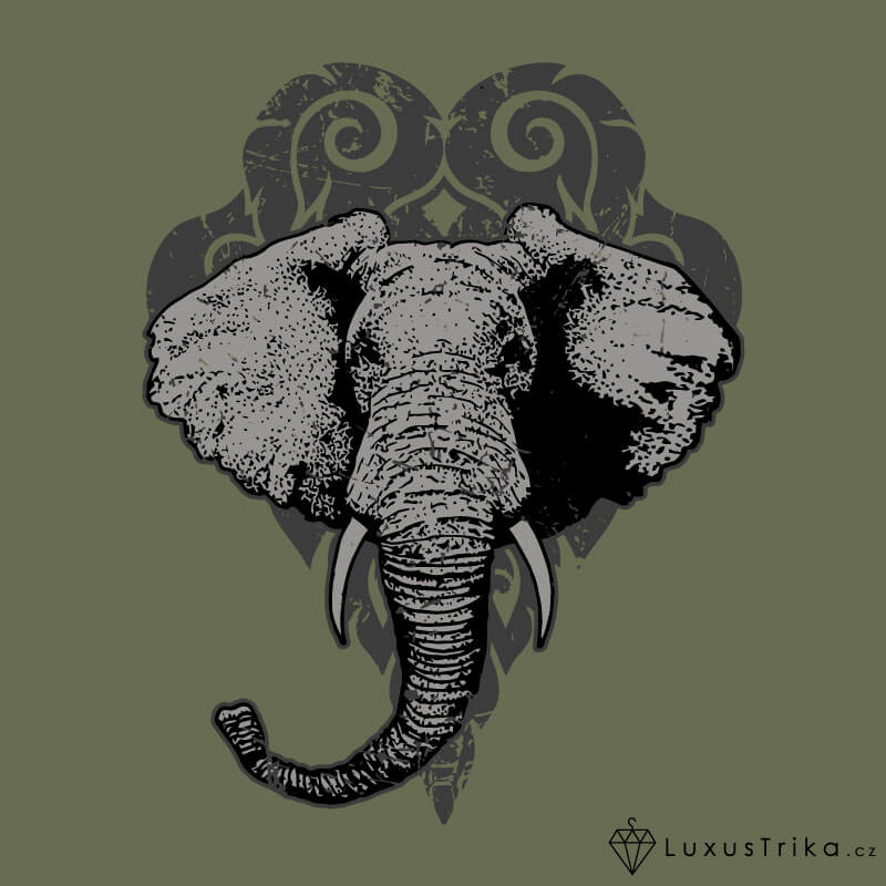Dámské tričko Mystic Elephant - Barva produktu: Khaki, Velikost: M