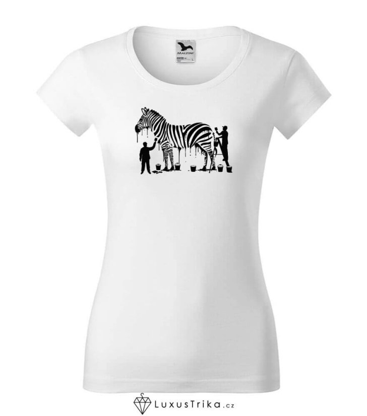 Dámské tričko Zebra drawing bílé - Velikost: S