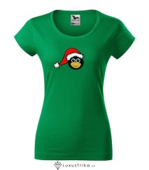 Dámské tričko Christmas penguin středně zelená Dámské tričko Christmas penguin středně zelená
