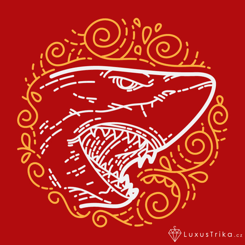 Dámské tričko Žraločí ornament červené - Velikost: L