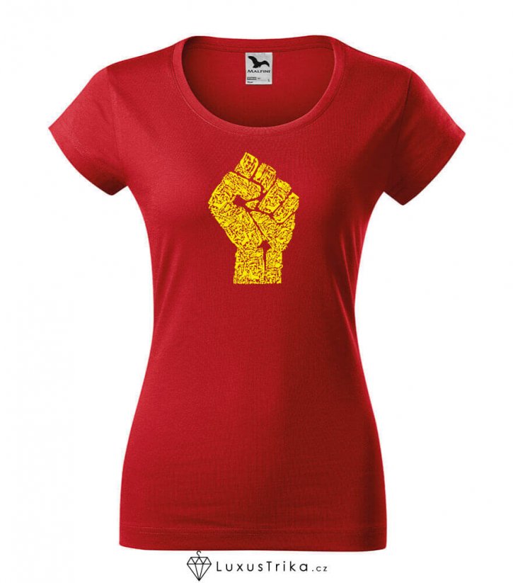 Dámské tričko Ruka revoluce červené - Velikost: XS