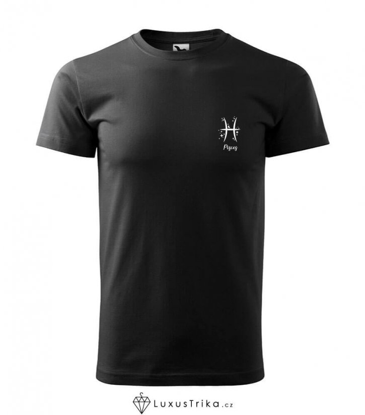 Pánské tričko znamení zvěrokruhu Ryby - Barva: Černá, Velikost: XXL