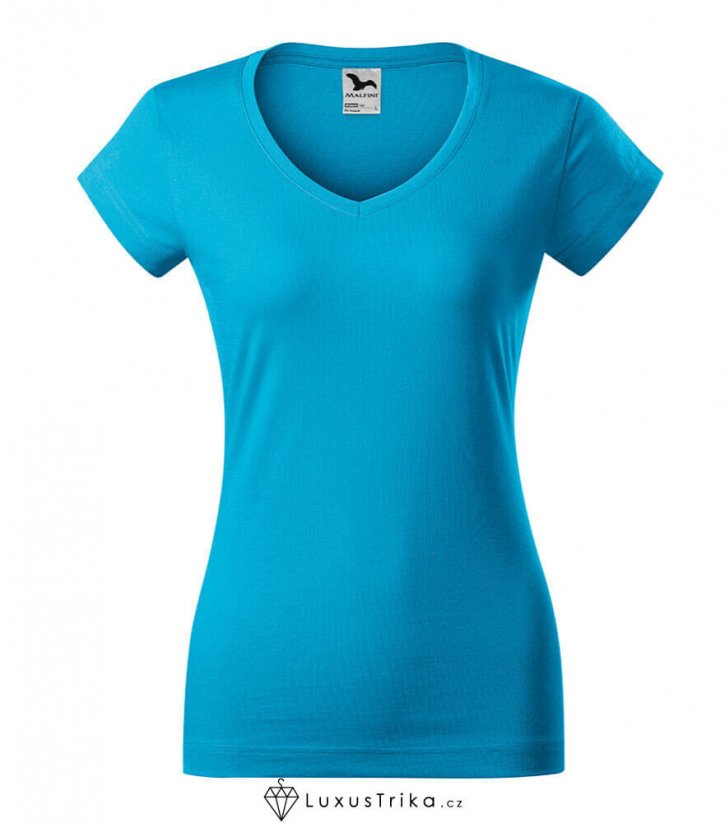 Dámské tričko FIT V-NECK bez potisku - Barva produktu: Tmavě šedý melír, Velikost: XL