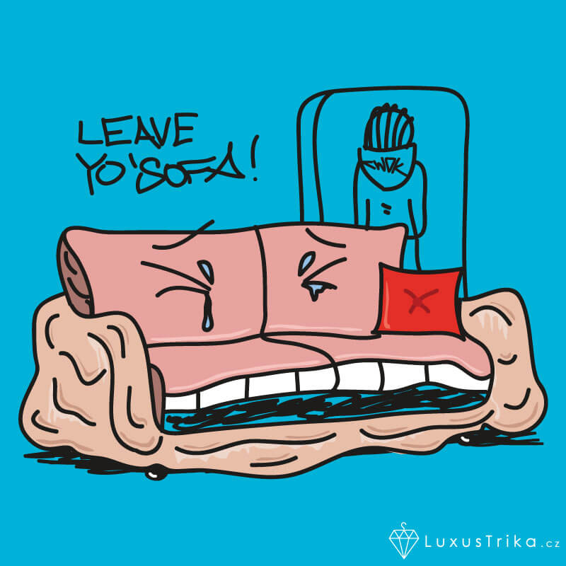 Dámské tričko Leave Yo Sofa tyrkysová - Velikost: XXL