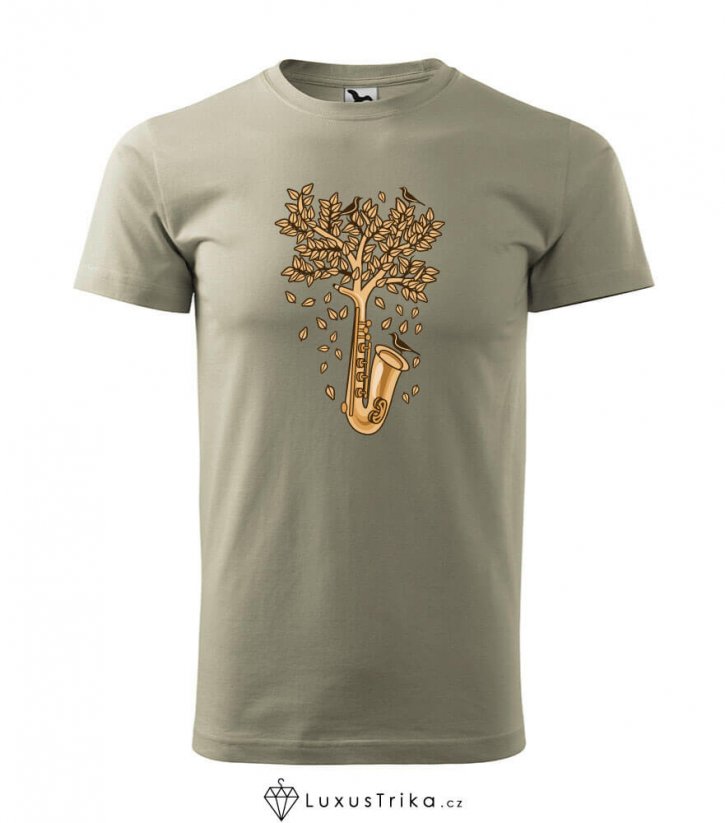 Pánské tričko Sax Tree světlá khaki