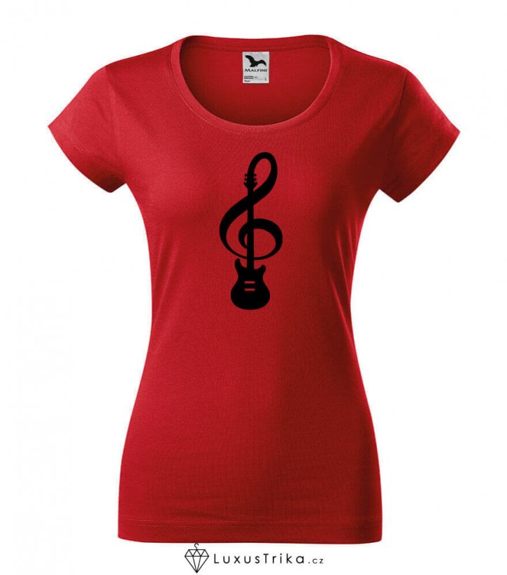 Dámské tričko Guitar Keynote červené - Velikost: L