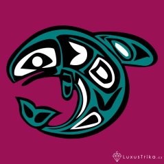 Dámské tričko Tribal-fish fuchsia red
