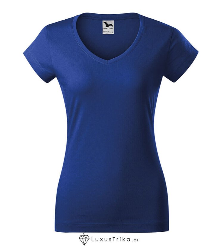 Dámské tričko FIT V-NECK bez potisku - Barva produktu: Královská modrá, Velikost: M