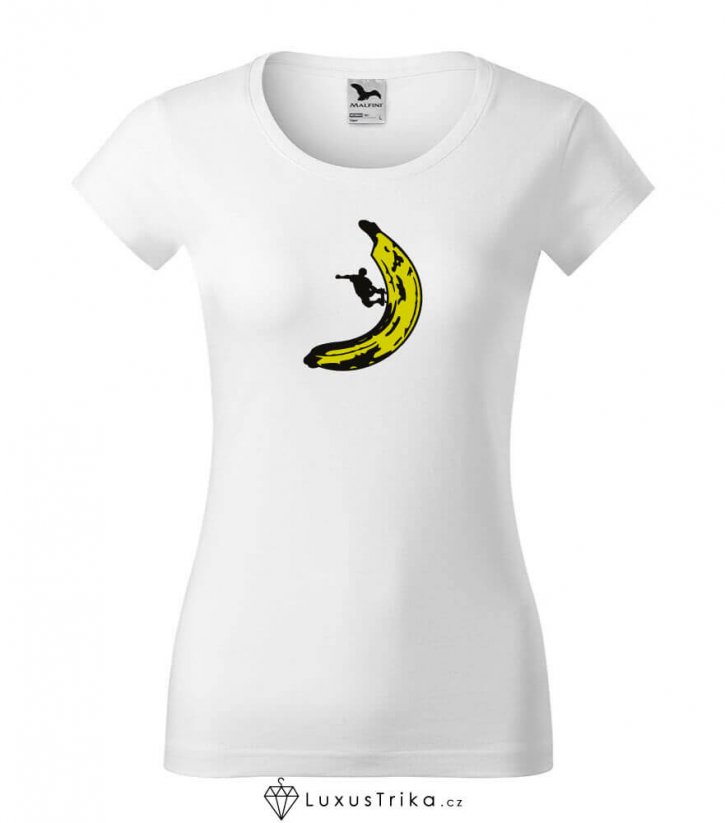 Dámské tričko Banana skate bílé - Velikost: M