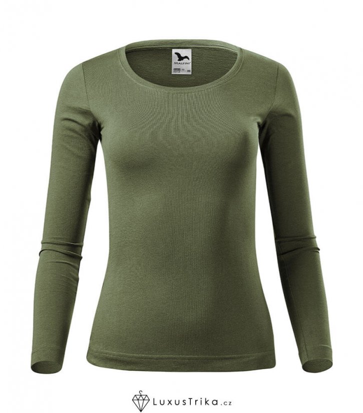 Dámské tričko FIT-T LS bez potisku - Barva produktu: Lahvově zelená, Velikost: XXL