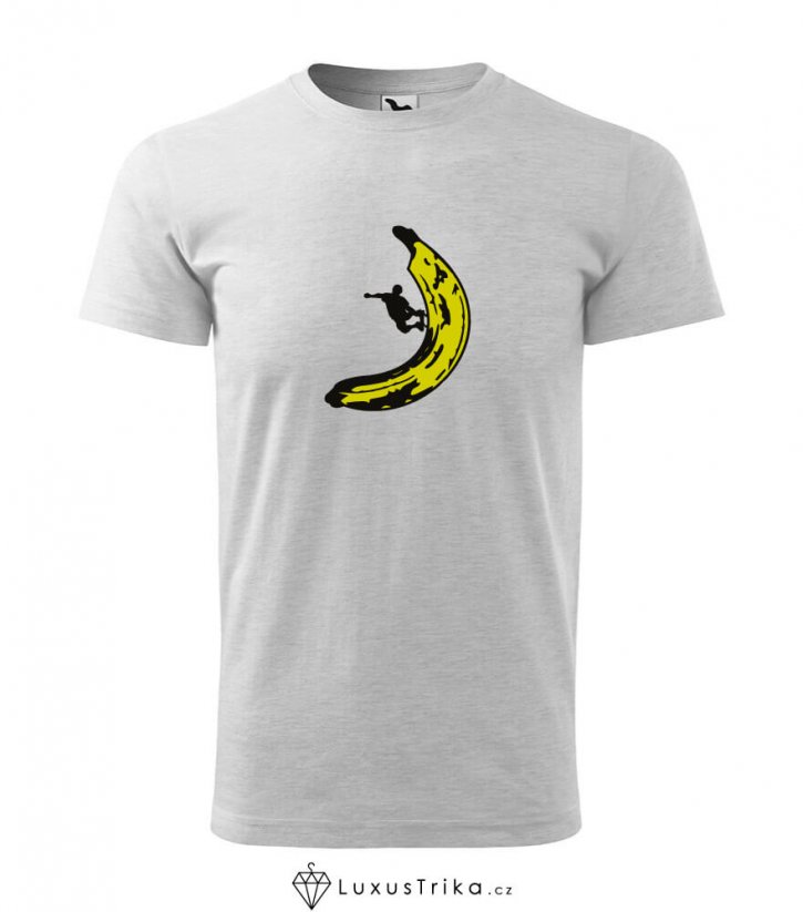 Pánské tričko Banana skate světle šedý melír - Velikost: L