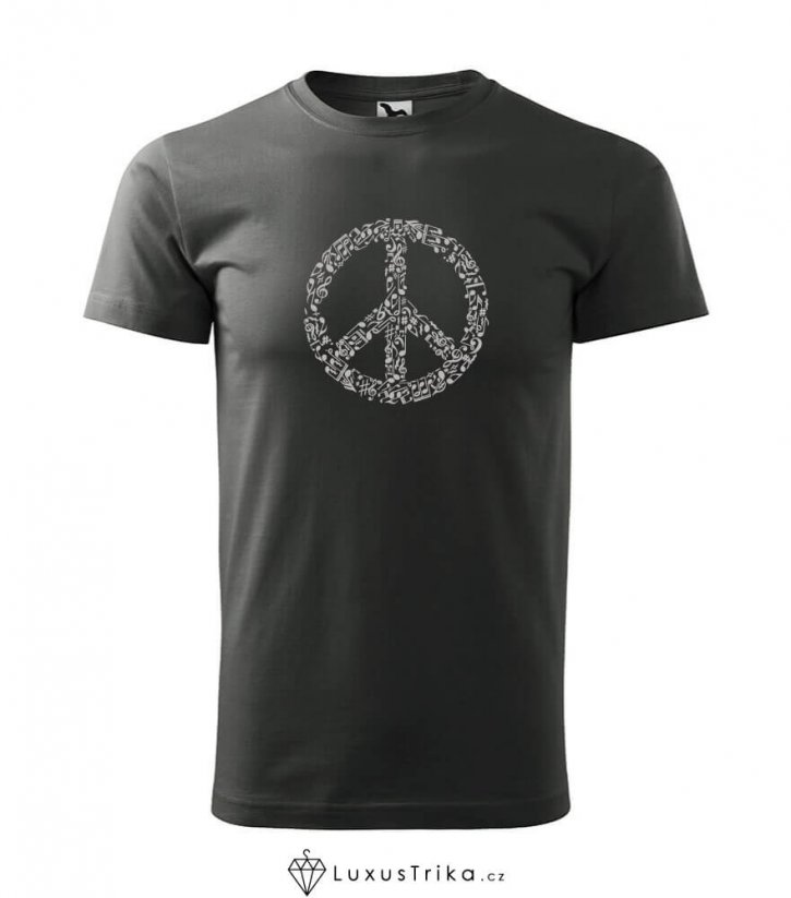 Pánské tričko Music-Peace tmavá břidlice - Velikost: M