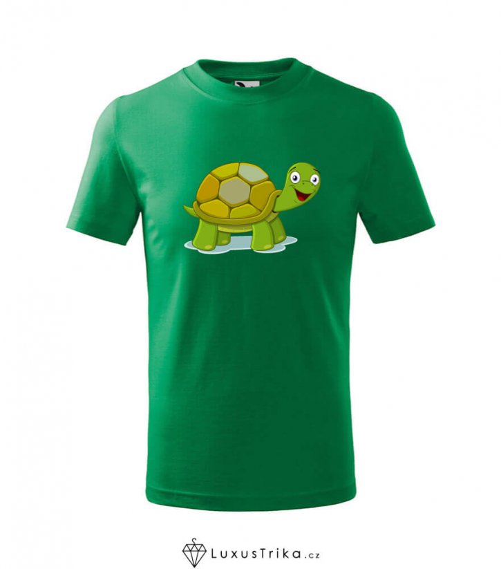 Dětské tričko Veselá želva středně zelená