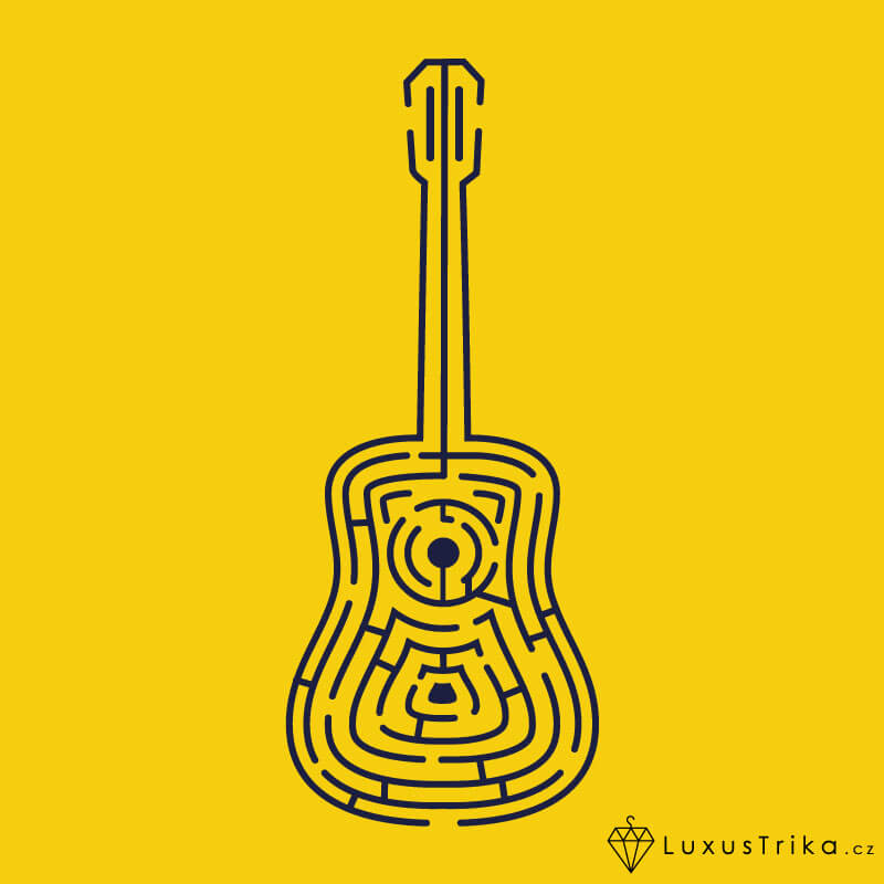 Dámské tričko Guitar Maze žluté - Velikost: XXL