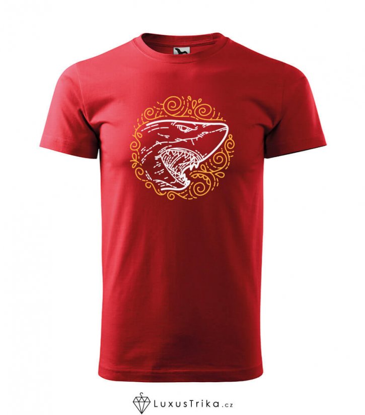 Pánské tričko Žraločí ornament červené - Velikost: S