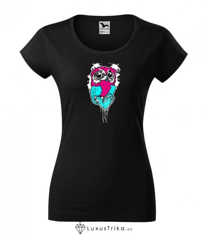 Dámské tričko Diamond Owl - Barva produktu: Černá, Velikost: XXL