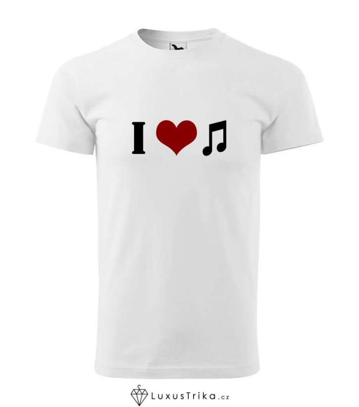 Pánské tričko I-love-music bílé - Velikost: XL