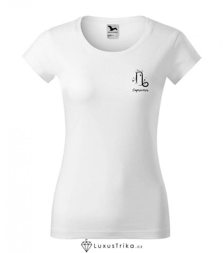 Dámské tričko znamení zvěrokruhu Kozoroh - Barva: Bílá, Velikost: L