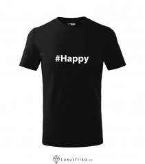 Dětské tričko hashtag Happy černé