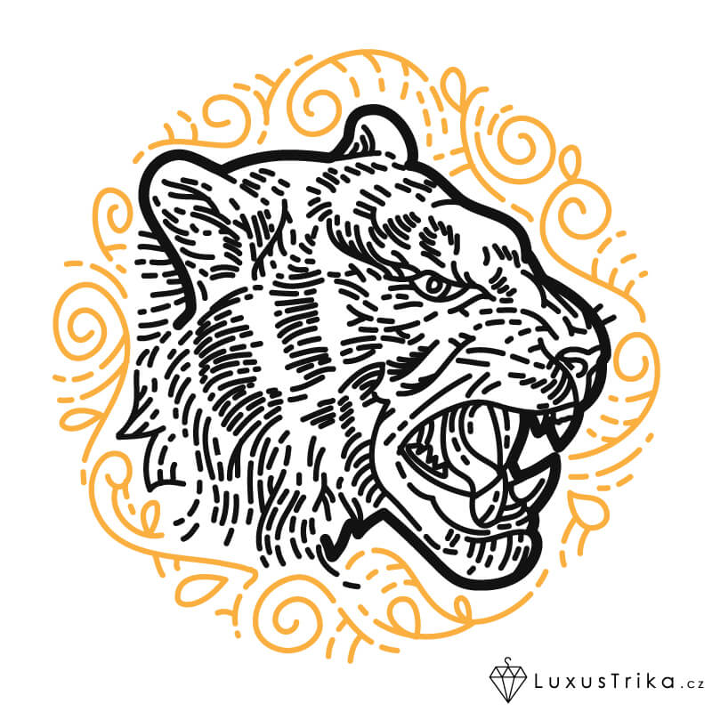 Dámské tričko Tygří ornament bílé - Velikost: L