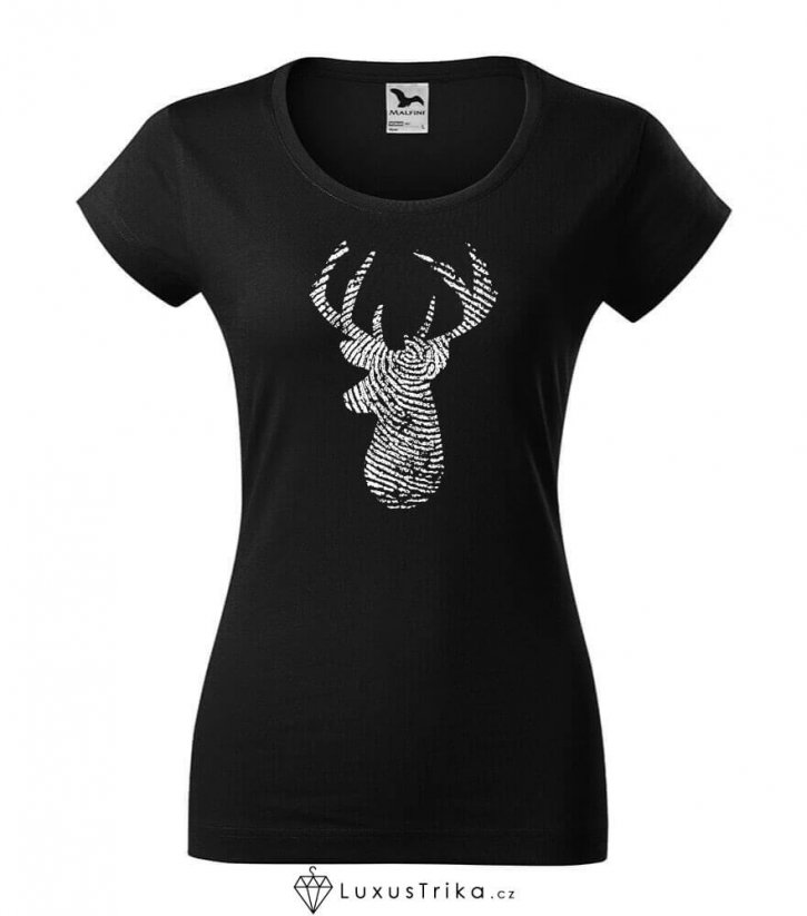 Dámské tričko The deer's mind černé - Velikost: M
