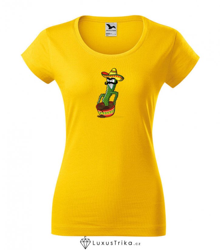 Dámské tričko Mr. Kaktus žluté - Velikost: XXL