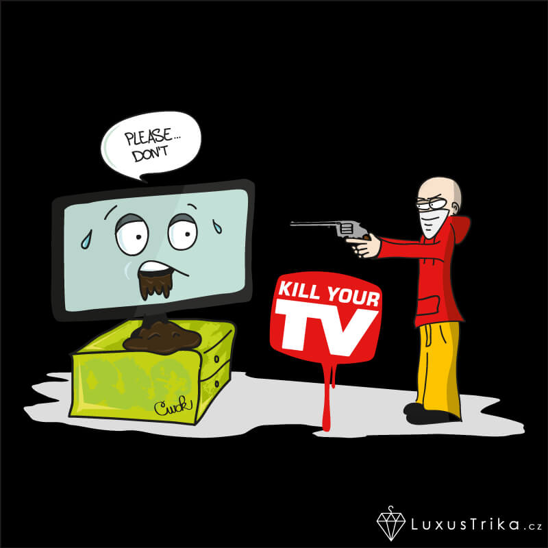 Pánské tričko Kill Yo TV černé - Velikost: S