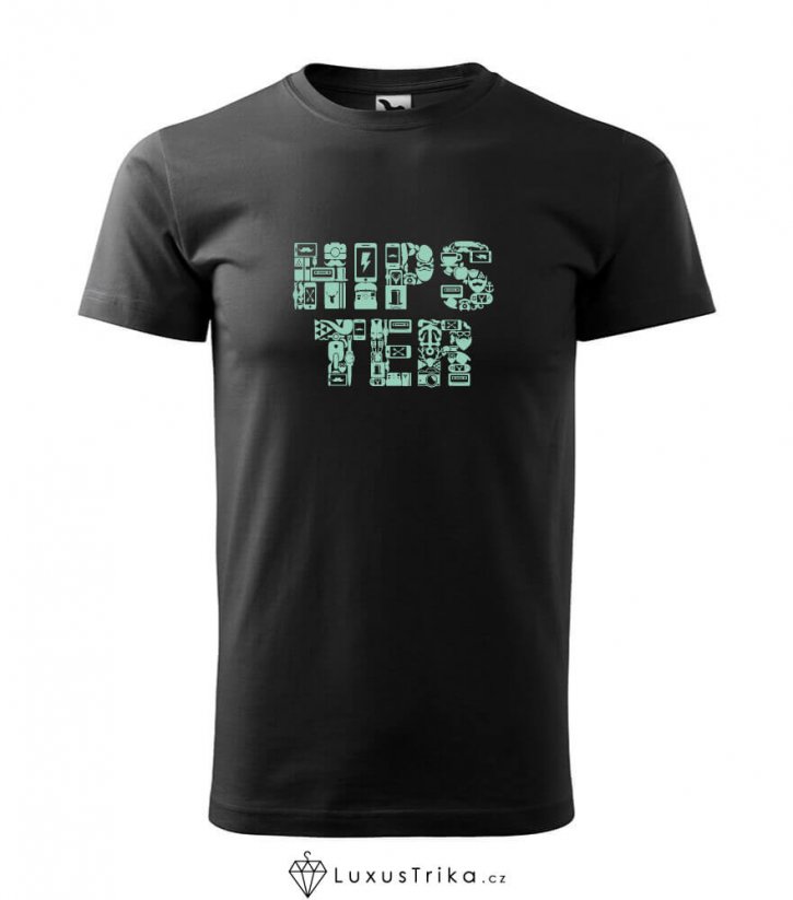 Pánské tričko Hipster černé - Velikost: L