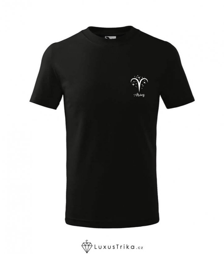 Dětské tričko znamení zvěrokruhu Beran - Barva: Černá, Velikost: 122 cm/ 6 let