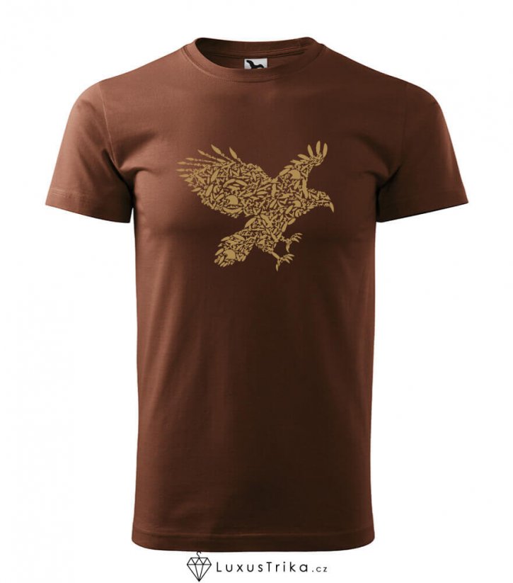 Pánské tričko Eagle silhouette čokoládové - Velikost: XL