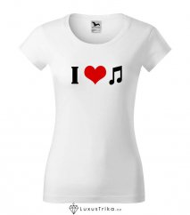 Dámské tričko I-love-music bílé