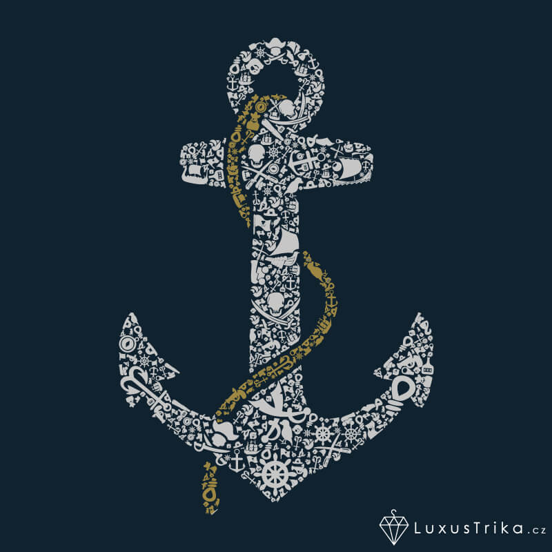 Dámské tričko Kotva námořní modrá - Velikost: XXL