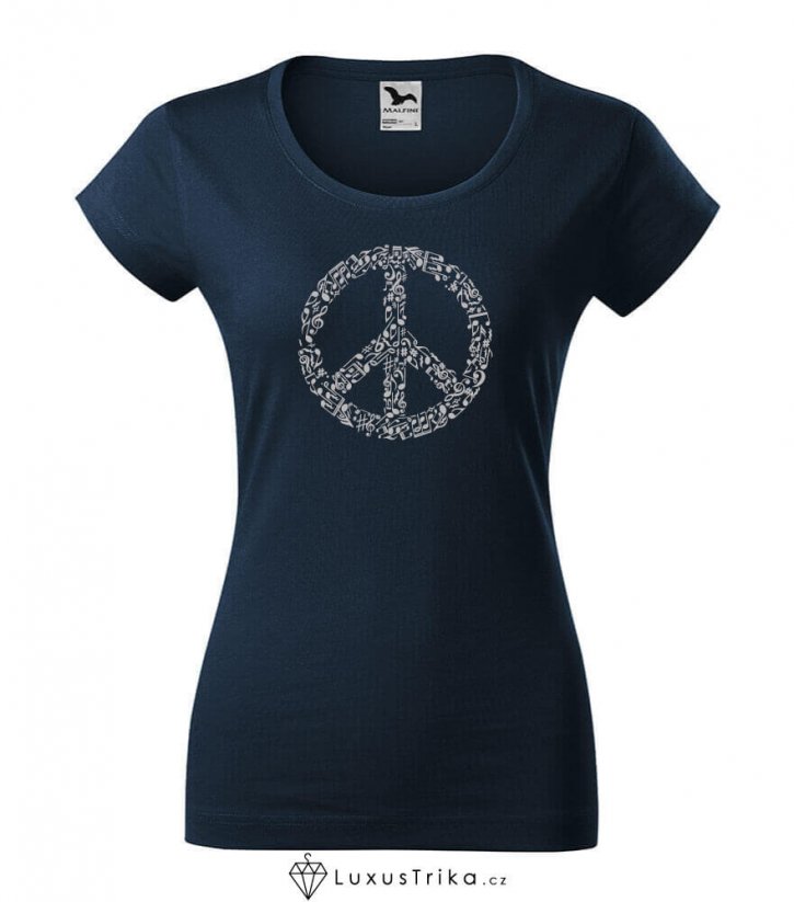 Dámské tričko Music-Peace námořní modrá - Velikost: S