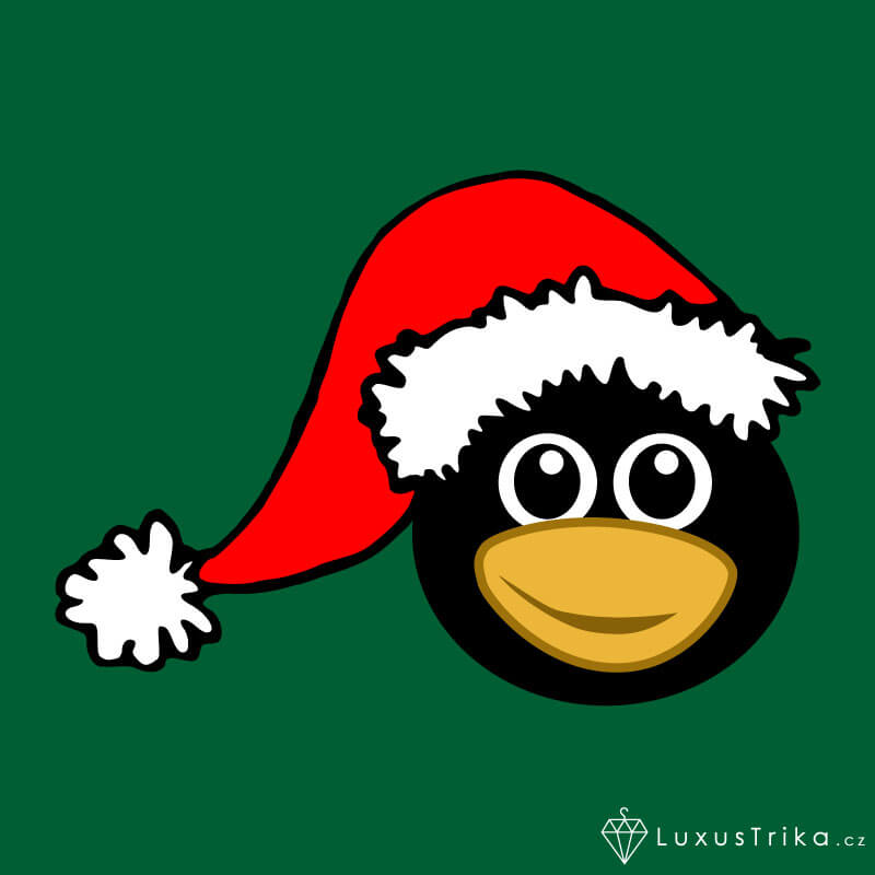Dámské tričko Christmas penguin středně zelená - Velikost: XL