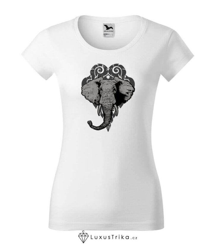 Dámské tričko Mystic Elephant - Barva produktu: Bílá, Velikost: L