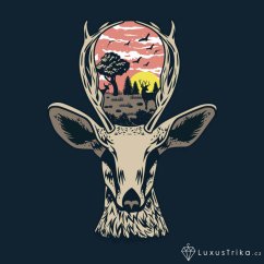 Originální dámský motiv Deer spirit námořní modrá