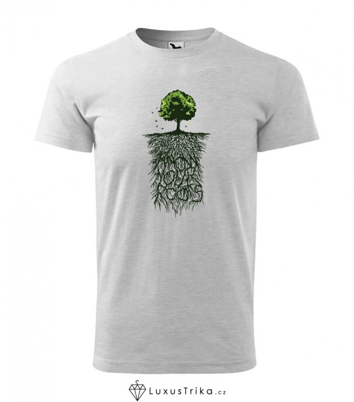 Pánské tričko My-Roots světle šedý melír - Velikost: S
