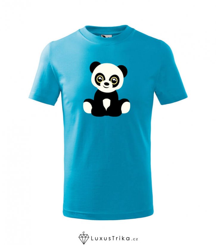 Dětské tričko Panda tyrkysové - Velikost: 146 cm/ 10 let