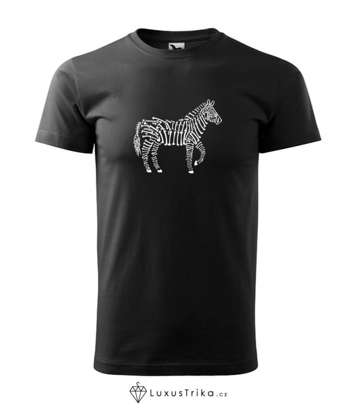 Pánské tričko Zebra skeleton černé