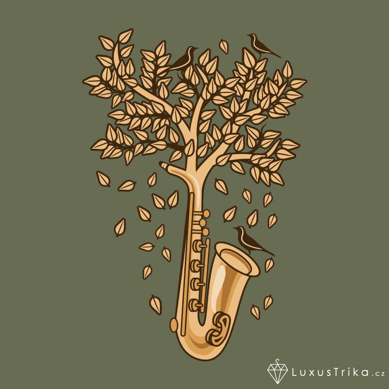 Dámské tričko Sax Tree khaki - Velikost: S