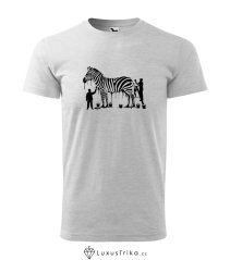 Pánské tričko Zebra drawing světle šedý melír