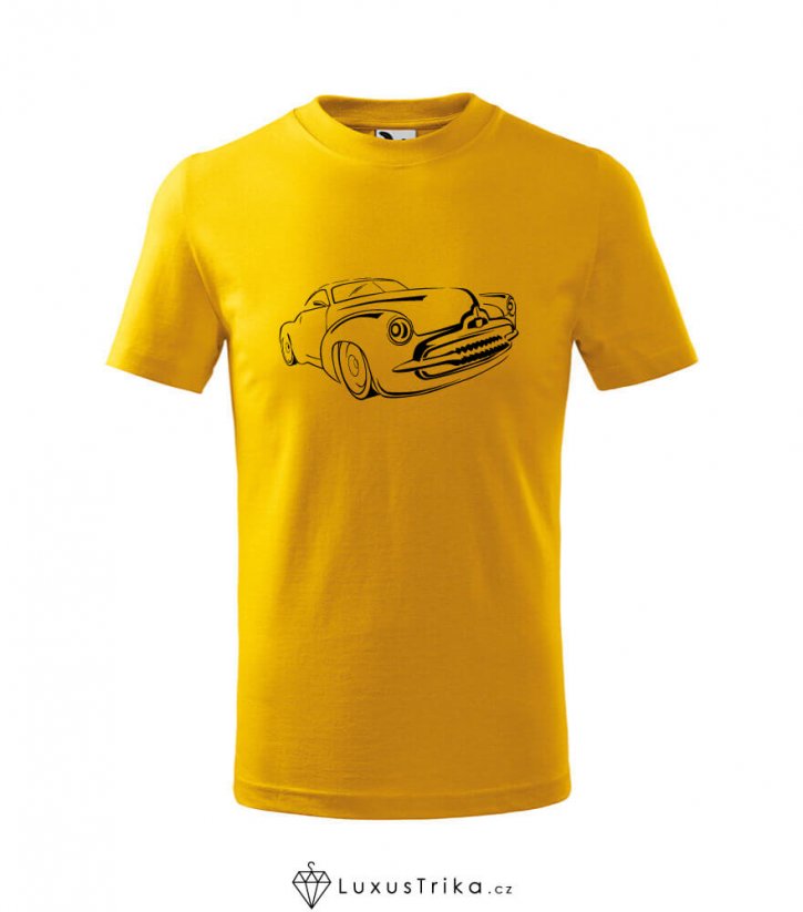 Dětské tričko Old-car žluté - Velikost: 122 cm/ 6 let