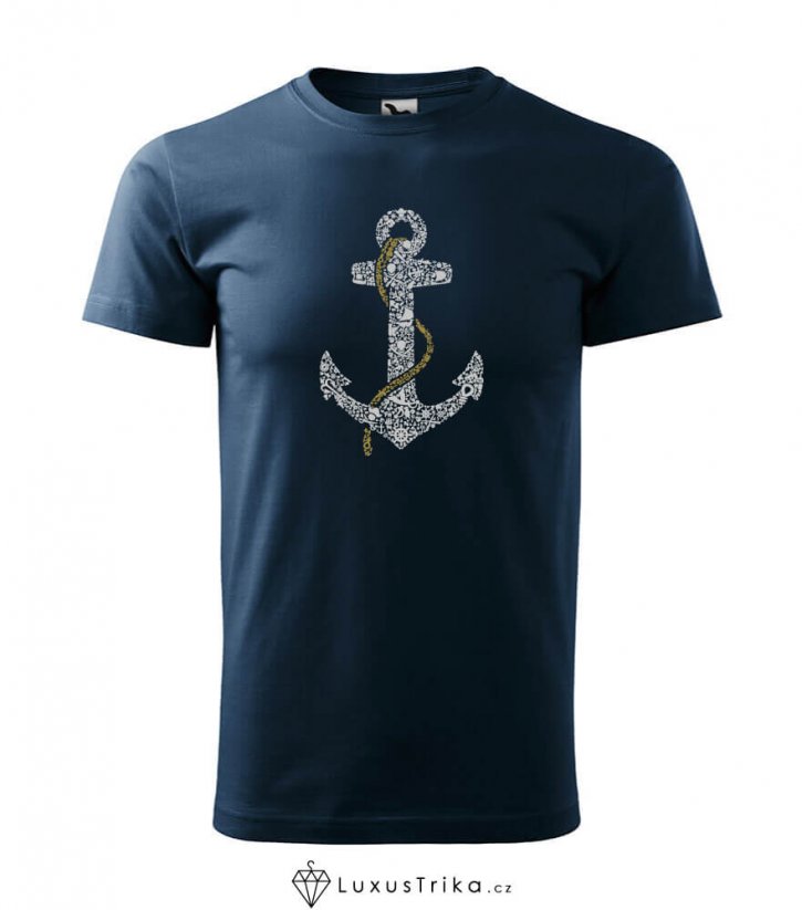 Pánské tričko Kotva námořní modrá - Velikost: S