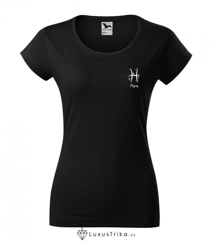 Dámské tričko znamení zvěrokruhu Ryby - Barva: Černá, Velikost: XL