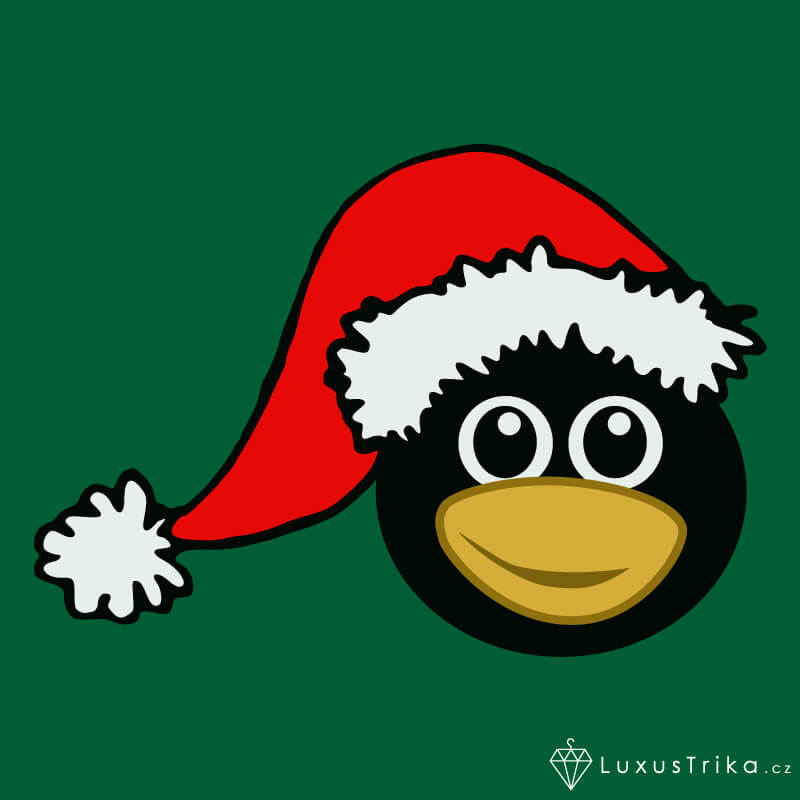Pánské vánoční tričko Christmas penguin středně zelená - Velikost: M