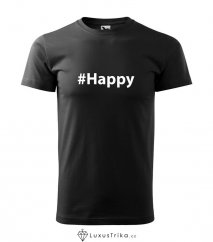 Pánské tričko hashtag Happy černé
