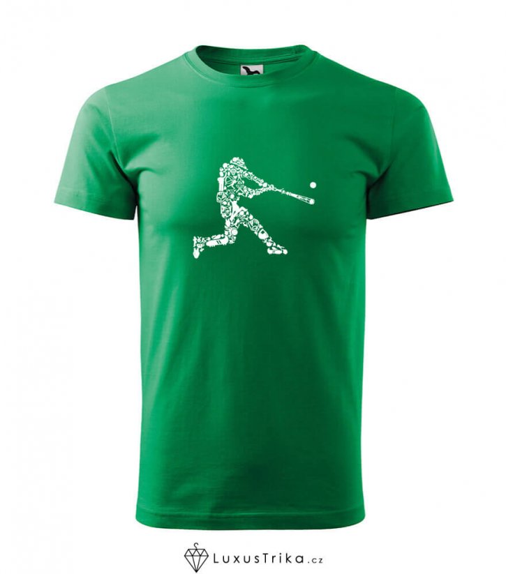 Pánské tričko Baseballový hráč středně zelená - Velikost: L