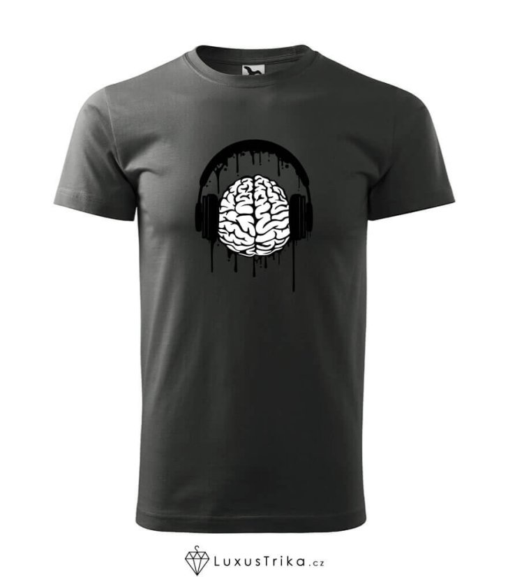 Pánské tričko BrainLoveMusic tmavá břidlice